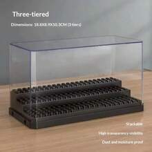 6-Sided Assembled Display Box, Acrylic Transparent Showcase Box For Action Figures, Collectibles, Desktop Organizer With Matte Black Base - Multicolor - View 2