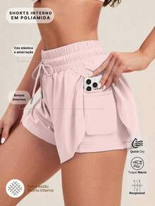 Women's Shorts With Drawstring, Lining, And Inner Pocket. - Baby Pink - View 1