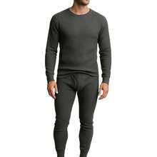 Men's 3 Pack Full Thermal Sets Ultra Soft 6 Piece Cotton Top And Bottom Set - BLK/GRY/CH - View 4