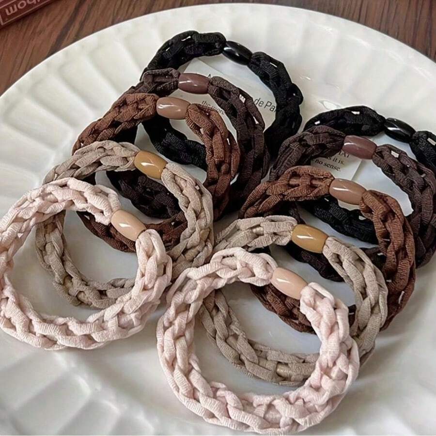 5-10条编织发带，款式优雅简约，加厚高弹，经久耐用，宽大实用。 - 彩色 - 查看 1