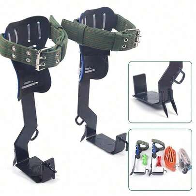 Two-Gear Tree/Pole Climbing Spikes Set With Adjustable Safety Belt, Rope, And Carabiner For Secure Climbing Adventures