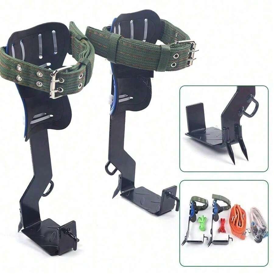 Two-Gear Tree/Pole Climbing Spikes Set With Adjustable Safety Belt, Rope, And Carabiner For Secure Climbing Adventures - Multicolor - View 1