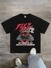 Y2K FLYRICH, STRONG IN FAITH STRONGER IN REPS.,Casual Fit Round Neck ,Graphic Short Sleeve T-Shirt Graphic Tees Women Tops,Women's Shirt Tee 1 Pcs 180g Heavy Cotton T Shirt - màu đen - Xem 1