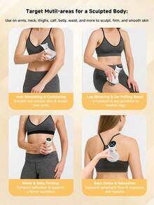 Massaggiatore linfatico GDQ e strumento per massaggio anticellulite, macchina per il modellamento del corpo, aiuta a ridurre smagliature e cellulite, dispositivi per sollievo dal dolore per sciatica, braccia, fianchi, gambe, muscoli (bianco) - Bianco - Visualizzare 8