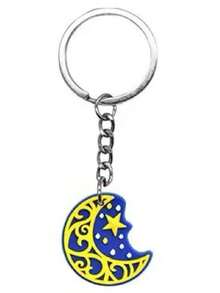 1pc PVC Eid Mubarak Keychain, Ramadan Islamic Keyring With Moon Star Mosque Pattern, Muslim Festival Bag Charm Gift - Multicolor - View 7