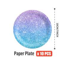 10pcs/20pcs/50pcs Blue & Purple Gradient Glitter Disposable Paper Plates, Party Supplies, Suitable For Gender Reveal, Birthday, Theme Party, Family Picnic Reusable (7inch/9inch) - Multicolor - View 10