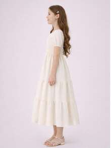 Long 3-Tiered Evangelical Girl's Dress - 離開 - 查看 2