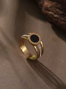 Cring Coco 1pc Women's Open Ring, 304 Stainless Steel Minimalist Design, Suitable For Daily Wear, Parties, Festivals, Birthdays, Jewelry Accessory Gift - Geometry - View 4