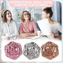 Mini Makeup Mirror, Exquisite Square Folding Makeup Mirror, Rose Pattern Pocket Mirror, Handheld Double-Sided Makeup Mirror, 2X Magnification High-Definition Mirror, Travel Makeup Mirror, Compact Makeup Mirror, Mini Pocket Makeup Mirror, Fashion Accessory, Suitable For Living Room/Home/Bedroom, Perfect Gift For Beloved Mom, Aunt - Multicolor - View 3
