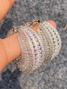 1 Đôi bông tai vòng đính đá Cubic Zirconia xinh xắn dành cho nữ, thích hợp làm quà tặng đám cưới, lễ đính hôn, kỷ niệm, tiệc tùng hoặc quà Valentine. - 1 # - Xem 10