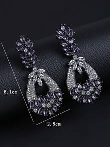 一对奢华珠宝风格长款垂坠耳环，镶嵌立方氧化锆，时尚耳环，适合搭配正式礼服，生日和节日礼物 - 珠寶耳環 - 查看 8