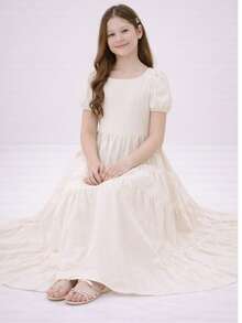 Long 3-Tiered Evangelical Girl's Dress - 離開 - 查看 4