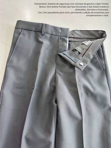 Men's 2-Piece Set - Men's Tailored Slim Fit Executive Polyester Dress Pants, Classic Formal, Lightweight And Stylish. - Trắng và Xám nhạt - Xem 7