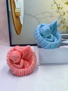 1pc New 3D Rose Angel Scented Candle Silicone Mold, Shell Angel Aroma Stone Silicone Grinder, Holiday Gift, Desktop Decor - A-White - View 4