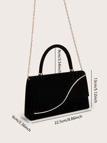 优雅闪亮丝绒材质晚宴手拿包，时尚迷人的链条婚礼手提包，适合女孩、女士、大学生，是派对、婚礼、盛大晚宴的完美之选，与节日派对礼服、晚礼服和亮片连衣裙完美搭配。 - 黑色 - 查看 8