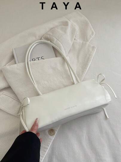Nouveau sac carré de mode rétro, ouverture à fermeture éclair, décoration de nœud de ceinture, minimaliste léger, sac à bandoulière  souple de couleur unie à double poignée, convenant pour la vie quotidienne, les sorties décontractées, les trajets, le travail, les vacances et l'utilisation étudiante des femmes