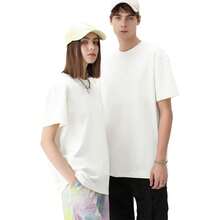 Men's Cotton T-Shirts Oversized Unisex Short Sleeve Crew Neck Loose Basic Tops Solid Athletic Tee - Putih+putih+putih - View 4