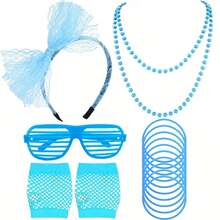 Bộ phụ kiện hóa trang phong cách retro thập niên 80 (5 món/3 món) - Băng đô, khuyên tai, găng tay lưới, vòng cổ, vòng tay. - những năm 80 - Xem 6