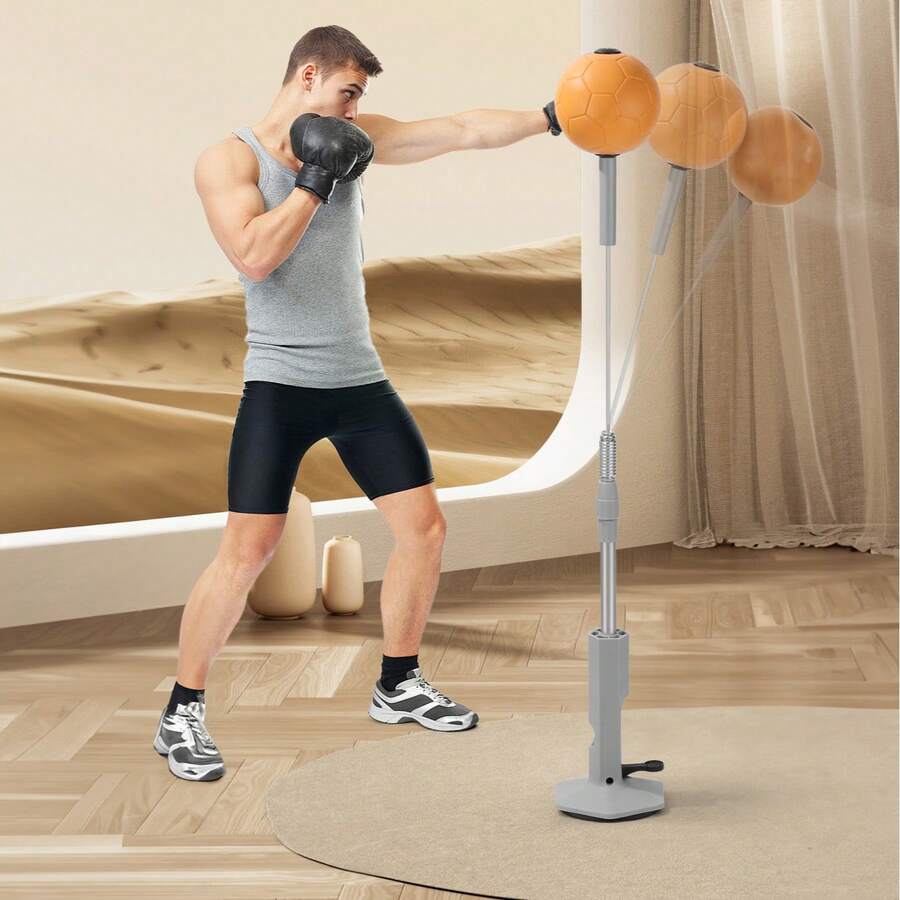 Vertical Boxing Ball Reflex Speed Trainer, Home Use Punching Bag Stress Release Ball - Gray+Orange - View 1
