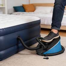 Bomba Aire Inflar Colchones Aire Mecanismo Pie Diseño Compacto Práctico Válvula Universal Adaptadores Material Resistente Portabilidad Fácil Almacenamiento Uso Camping Piscina Hogar - Negro - Ver 2