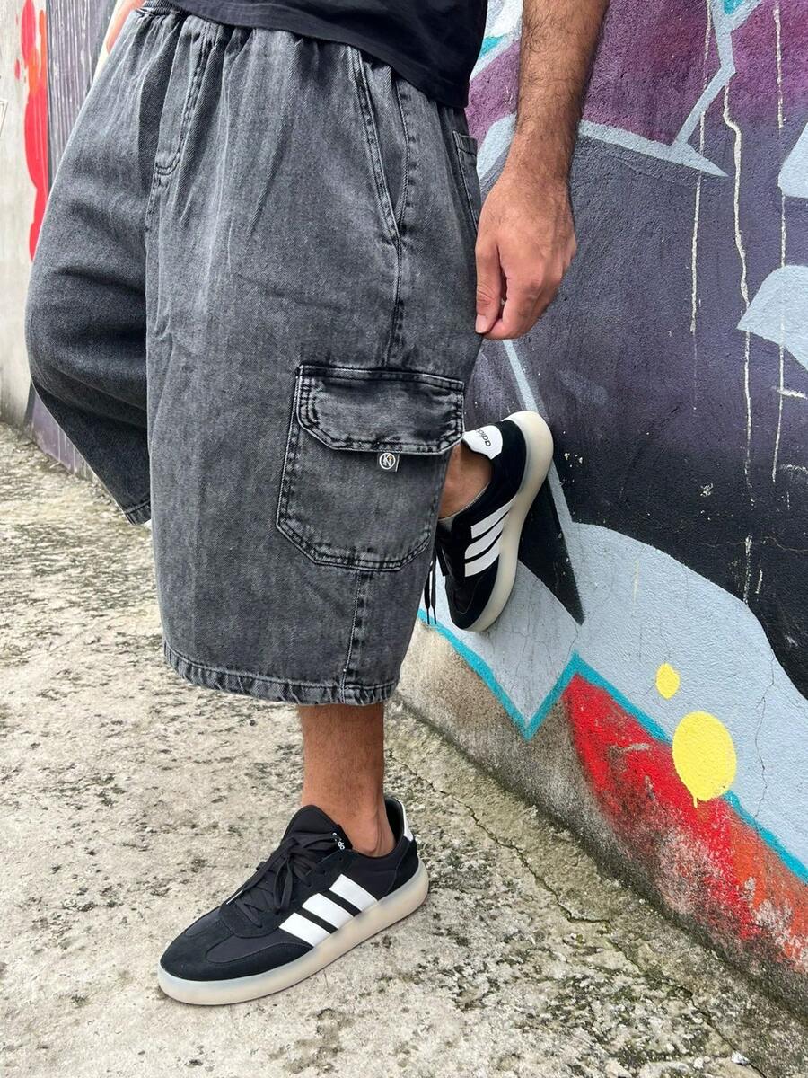 Baggy Streetwear Cargo Bermuda Balloon - 石墨黑 - 查看 1