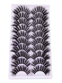 25mm Super Fluffy False Eyelashes, 10 Pairs Artificial Thick Criss-Cross Design, Extremely Dense, Instantly Enlarges Eyes, Creates Bold Eurasian Makeup Look - View 4