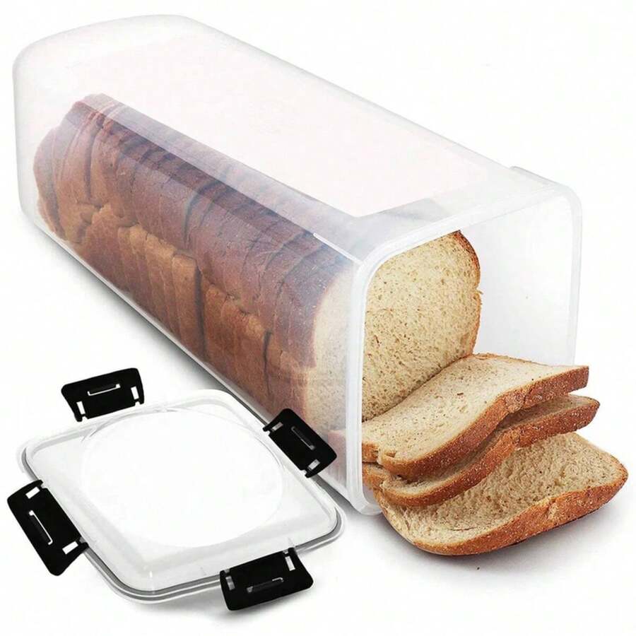 Bread Loaf Container Clear Airtight Bread Box With Lid Sandwich Bread Holder For Homemade Bread Tall Bread Saver For Kitchen - Màu đen không có ngăn kéo - Xem 1