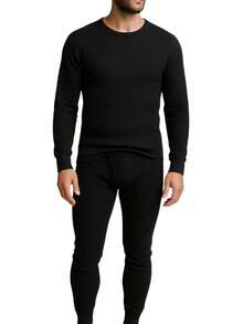 Men's 3 Pack Full Thermal Sets Ultra Soft 6 Piece Cotton Top And Bottom Set - BLK/GRY/CH - View 2