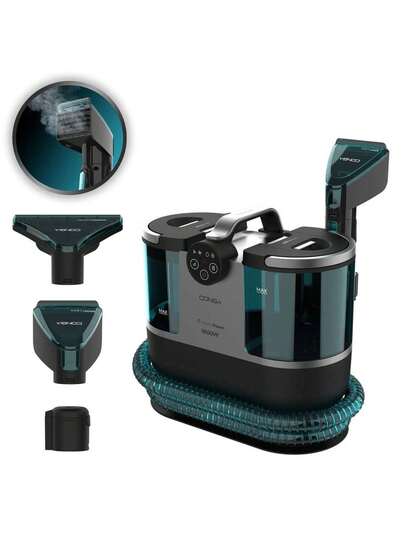 Cecotec Aspirateur nettoyeur de tapis et tissus d'ameublement Conga 7000 Carpet&Spot Clean Steam Max 1700W, nettoyage vapeur 3 en 1 pour des tissus comme neufs en un seul passage. Profitez de son spray vapeur et d'un séchage rapide. Réservoirs de grande capacité: 1600 ml d'eau propre, 950 ml d'eau --, et un rayon d'action de 9m. Puissance de 1700W pour éliminer la --té incrustée. Accessoire spécial pour vitres inclus, entretien facile grâce à l'accessoire d'auto-nettoyage. Coloris Multicolore.