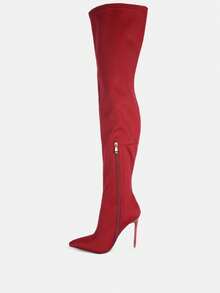 No Calm Superstretch Stiletto Long Boot - 酒紅色 - 查看 3