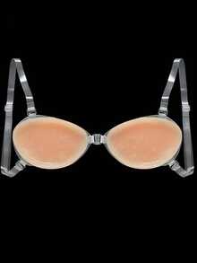 1Pair Invisible Silicone Strapless Bra With Clear Straps - Push Up Adhesive Backless Bra For Wedding & Party Dresses - Multicolor - View 9