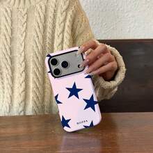 2-In-1 Glossy Phone Case With Pink Background And Red Star Pattern, Compatible With IPhone 16 Pro Max, 15 Pro, 13, 11, 12, XS, 8 Plus, 7 - Pink - View 8