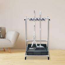Mop Holder  Movable Floor-Mounted Mop Rack Mobile Cleaning Trolley - Silver - View 12
