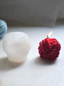 3D毛线球硅胶模具，毛线流苏蜡烛硅胶模具，可爱绒球绳蜡烛硅胶模具 - A-白色 - 查看 3