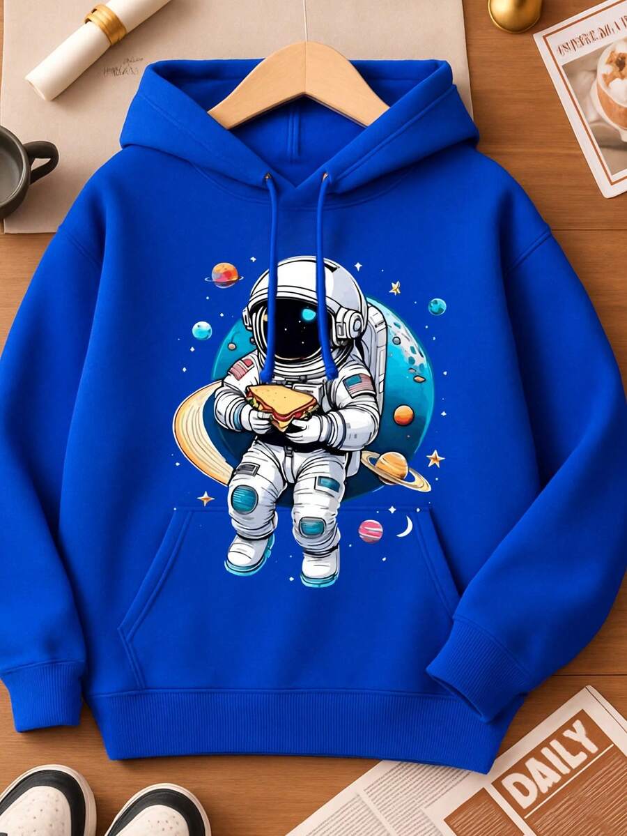 Sweatshirt Tracksuit Winter Top Children's Youth Boy Girl Astronaut Worlds Magic - 藍色 - 查看 1