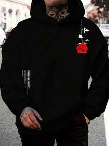 Men's Pink Flower Premium Cotton Sweatshirt - Black - View 1