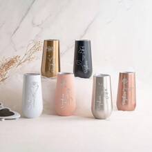 1pc Personalized Stainless Steel Champagne Flute With Lid - Customized Engraved Wedding Gift, Insulated Cup For Hot/Cold Drinks, Reusable Coffee Mug, Travel Water Bottle, Party Wine Glass, Car Cup - Multicolor - View 3