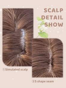 1pc Black Heat-Resistant Straight Synthetic Wig, Fiber Material, Suitable For Daily Wear, Natural & Realistic - Gold - View 3