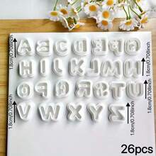 26件套大写字母聚合物粘土耳环模具套装，字母模具，粘土艺术模具，DIY珠宝吊坠制作工具，陶瓷字母工具包，DIY手工符号模具 - 白色 - 查看 2