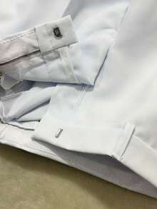 Men's 2-Piece Set - Men's Tailored Slim Fit Executive Polyester Dress Pants, Classic Formal, Lightweight And Stylish. - 白色和深灰色 - 查看 9