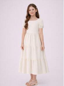 Long 3-Tiered Evangelical Girl's Dress - 離開 - 查看 9
