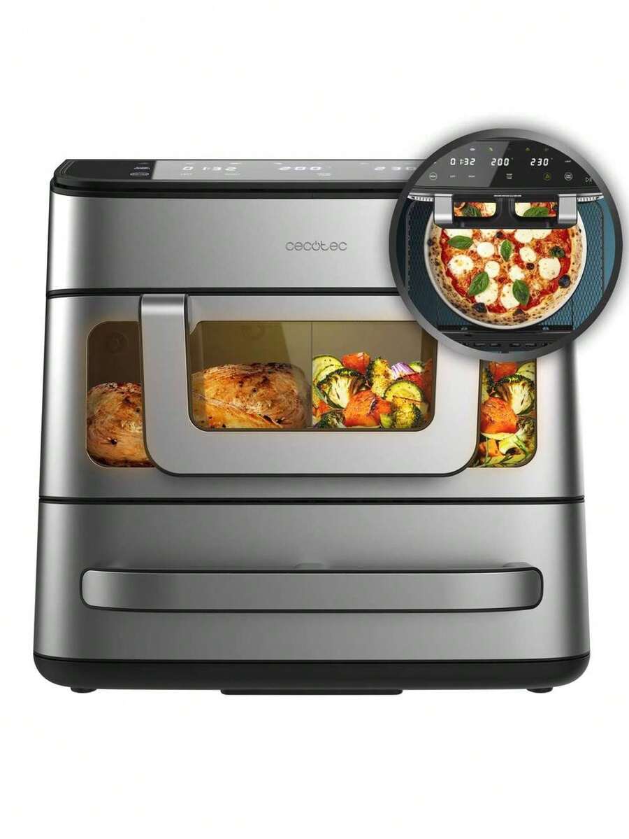 Nồi chiên không dầu và lò nướng 2 trong 1 Cecotec Cecofry FoodCourt 18000 - Đa năng với nồi nấu 18L, lò nướng 12" và nồi chiên 9L có cửa sổ, công suất 2700W, nhiệt độ tối đa 230ºC, hai thanh gia nhiệt giúp nấu chín đều, nấu hai món cùng lúc, lý tưởng cho pizza 30cm, thiết kế thép không gỉ sang trọng. - Nhiều màu - Xem 1