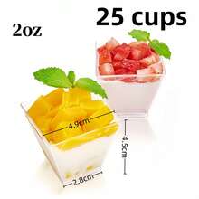 10-50个迷你甜点杯，果冻慕斯杯，纸质蛋糕品尝杯，适用于节日、派对、野餐、烘焙、烧烤、酒吧和其他场合 - 透明 - 查看 11