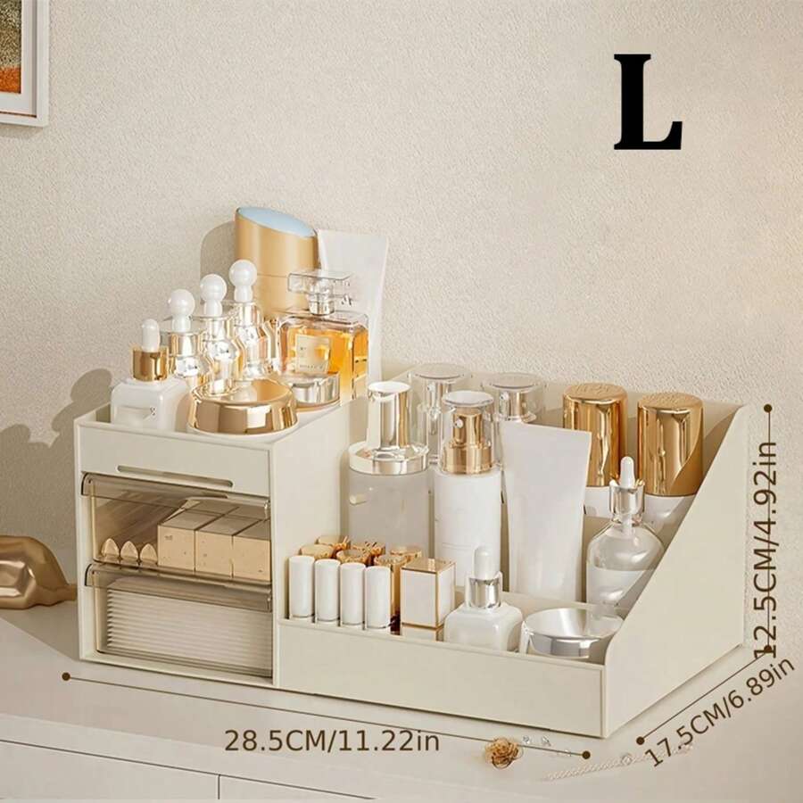 Makeup Organizer With Drawers, Cosmetic Storage For Dresser Vanity And Bathroom Countertop, Beauty Holder For Lipstick Brush - L - 查看 1
