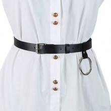 1条朋克风暗黑时尚百搭腰带，适合搭配西装和连衣裙 - 黑色 - 查看 4