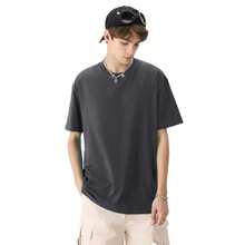 Men's Cotton T-Shirts Oversized Unisex Short Sleeve Crew Neck Loose Basic Tops Solid Athletic Tee - Trắng + xanh navy + đen - Xem 6