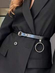 1条朋克风暗黑时尚百搭腰带，适合搭配西装和连衣裙 - 黑色 - 查看 1