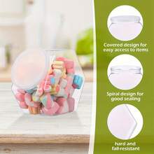2/4/6pcs Hexagon Transparent Plastic Candy/Cookie Jars With Lids - Airtight Food Storage Containers For Kitchen Countertop, Pantry, Candy Buffet, Weddings, Christmas, Halloween, Easter, Thanksgiving - Space-Saving Design, Durable Containers - Clear - View 12