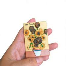 7cm (2.76 Inch) Van Gogh Sunflower 3D Fridge Magnet, Art & Creative Magnetic Sticker - one-size - View 5