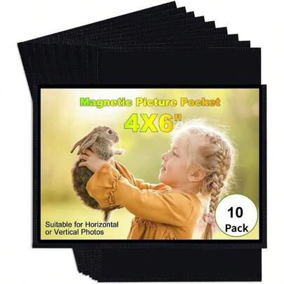 6/10 rame foto magnetice reutilizabile, potrivite pentru fotografii de 4x6 inci, pentru frigider, dulap de depozitare, birou, afișaj foto de acasă, suport magnetic pentru fotografii, suport magnetic pentru fotografii de perete, suveniruri de călătorie, cadouri, organizare acasă, disponibile alb-negru